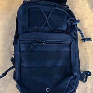Men's Black Waterproof Tactical Crossbody Backpack